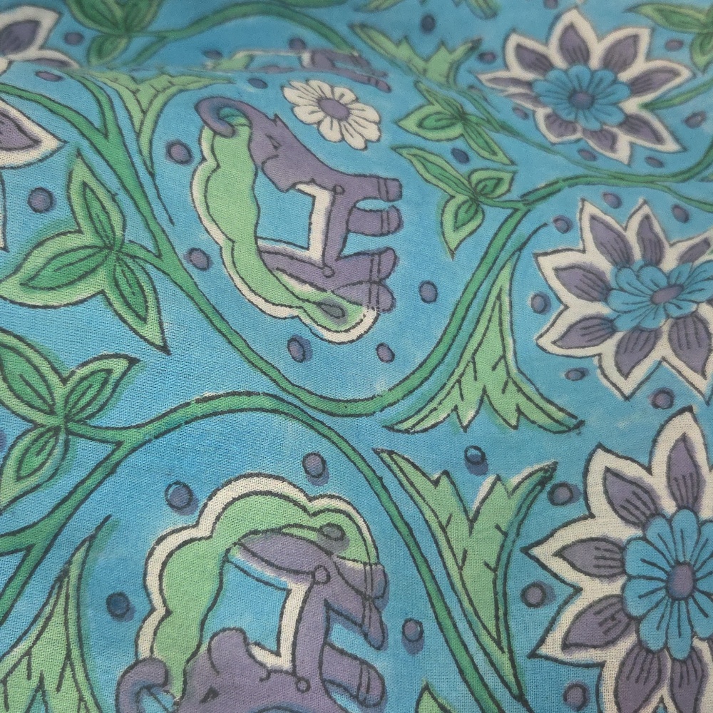 🪻Beautiful 100% Cotton Robe In Blue, Green, Purple, Floral And Elephant Pattern - Picture 3 of 14